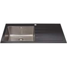 KVL01BL Single bowl glass sink right hand drainer