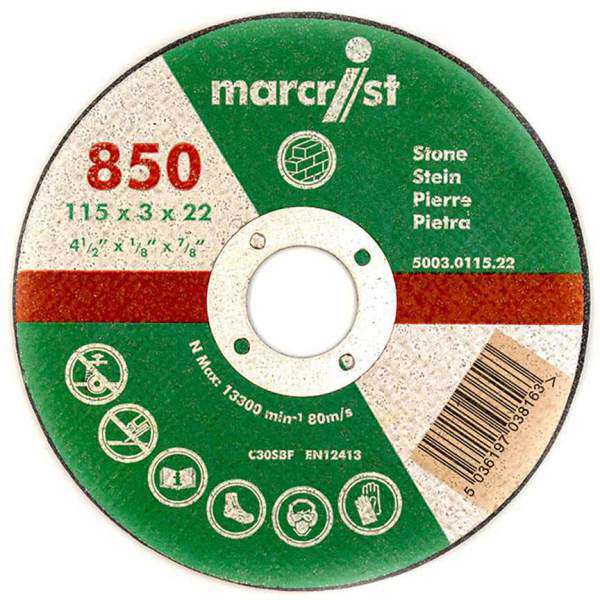 Marcrist 850 Stone Cutting Disc Flat 115mmx3x22