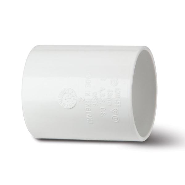 Polypipe Solvent Waste Straight Coupling ABS 50mm White