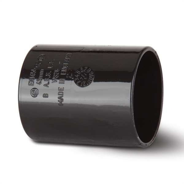 Polypipe Solvent Waste Straight Coupling ABS 40mm Black