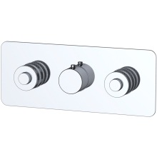 Prima Dual Outlet Concealed Thermo Shower Valve and Black Plate Hori