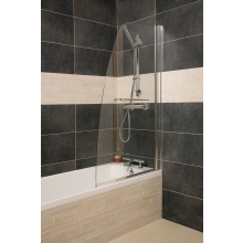 Roman Haven Bath Screen Single Panel Curved Screen With Integrated Towel Rail Chrome