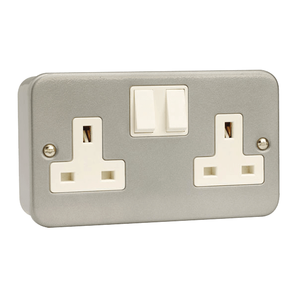 Scolmore Click Metalclad 13Amp DP Twin Switched Socket.