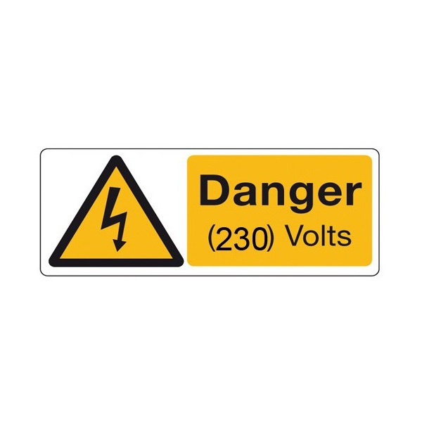 Sign Danger Rigid 50x20mm Pk5 HC2YB 230V