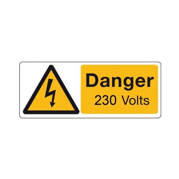 Sign Danger Vinyl 50x20mm Pk25 VHC2YB 230V