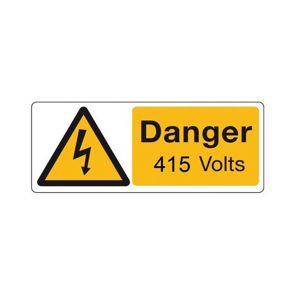 Sign Danger Vinyl 50x20mm Pk25 VHC5YB 415V