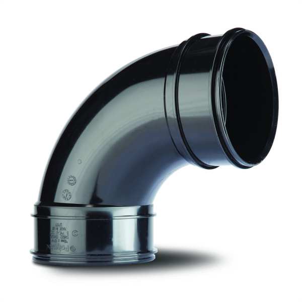 Polypipe Solvent Bend Double Socket 110mm x 92.5 Degrees Black
