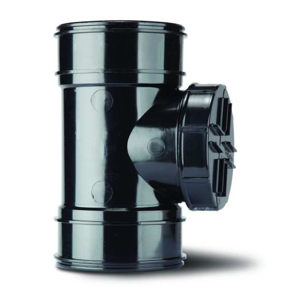 Polypipe Solvent Short Access Pipe Double Socket 110mm Black