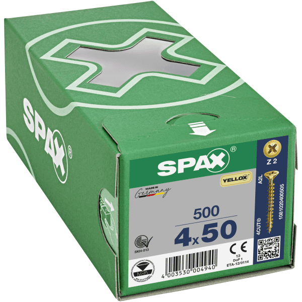 Spax Universal Use Screw - Full Thread - Yellox Coated 4.0 X 50mm