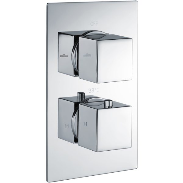 Square Dual Oulet 2Hnd Thermo Concealed Shower Valve Chrome