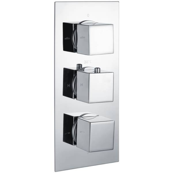 Square Dual Oulet 3Hnd Therm Concealed Shower Valve Chrome