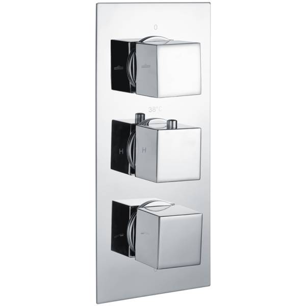 Square Triple Outlet 3Hnd Thermo Concealed Shower Valve