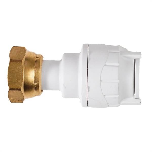 Polyfit Straight Tap Connector White 15mm x 1/2"