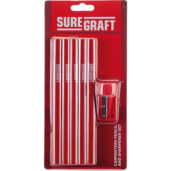 Suregraft 10 Carpenter Pencils&Sharpener
