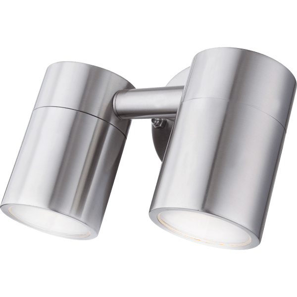 SureGraft Hannah IP44 Rated GU10 Wall Lights Stainless Steel (Double) 2 x 35W