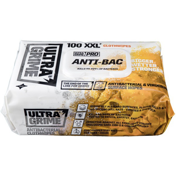 Ultragrime Anti-Bacterial XXL+ Wipes Pk100 5930