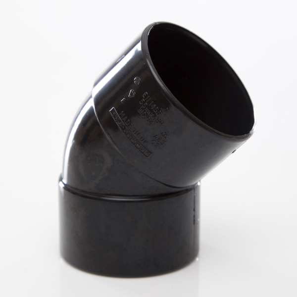 Polypipe Solvent Waste Obtuse Bend ABS 50mm x 45 Degrees Black