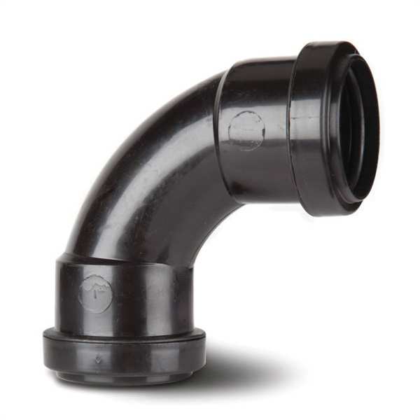 Polypipe Push Fit Waste Swept Bend 91.25 Degrees 40mm Black