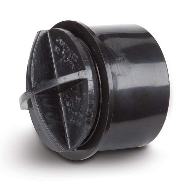 Polypipe Solvent Waste Screwed Access Plug 40mm ABS Black
