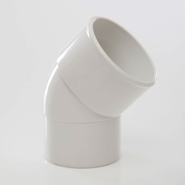 Polypipe Solvent Waste Spigot Bend 50mm x 45 Degrees ABS White