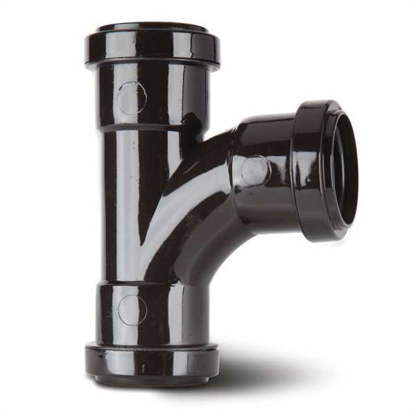 Polypipe Waste Push Fit Tee 40mm x 92 Degrees Black 